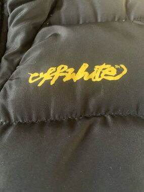 Off-White Black Garment Tag with Orange Graphic